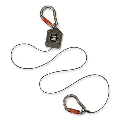 Squids 3003 Retractable Lanyard With Two Carabiners, 2 Lb Max Working Capacity, 8" To 48", Gray, Ships In 1-3 Business Days - Image 2