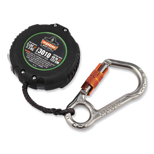 Squids 3010 Retractable Lanyard W/locking Carabiner+belt Clip, 5 Lb Max Work Capacity, 48", Black, Ships In 1-3 Business Days - Image 1