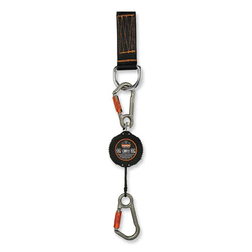 Squids 3011 Retractable Lanyard W/tool+swivel Anchor Carabiners, 8 Lb Max Work Cap, 48", Black, Ships In 1-3 Business Days - Image 1