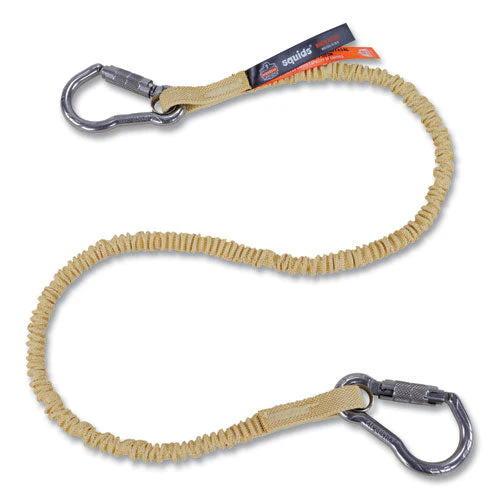 Squids 3121 Burn+cr Aramid Tool Lanyard W/steel Carabiners, 10lb Max Work Cap, 38" To 48", Yellow, Ships In 1-3 Business Days - Image 1