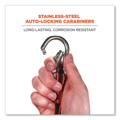 Squids 3111f(x) Tool Lanyard W/stainlesssteel Carabiners,15lb Max Work Cap, 38" To 48",orange/gray,ships In 1-3 Business Days - Image 3