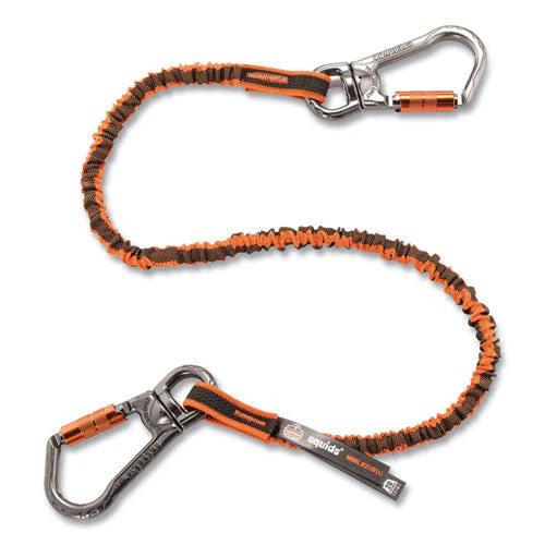 Squids 3119f(x) Tool Lanyard W/swiveling Aluminum Carabiners, 25 Lb Max Work Cap, 38" To 48",or/gy,ships In 1-3 Business Days - Image 1
