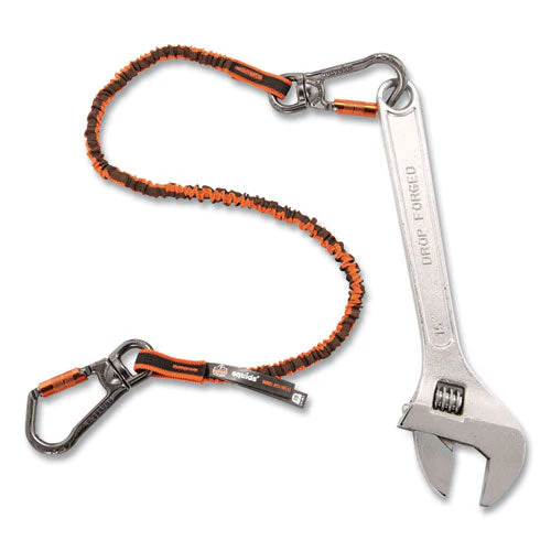 Squids 3119f(x) Tool Lanyard W/swiveling Aluminum Carabiners, 25 Lb Max Work Cap, 38" To 48",or/gy,ships In 1-3 Business Days - Image 2
