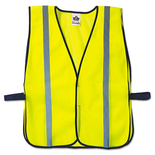 Glowear 8020hl Safety Vest, Polyester Mesh, Hook Closure, One Size Fit All, Lime - Image 1