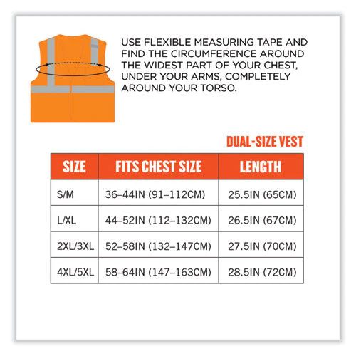 Glowear 8210hl Class 2 Economy Mesh Hook And Loop Vest, Polyester, Small/medium, Orange, Ships In 1-3 Business Days - Image 2