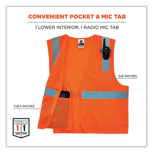 Glowear 8210hl Class 2 Economy Mesh Hook And Loop Vest, Polyester, Large/x-large, Orange, Ships In 1-3 Business Days - Image 2