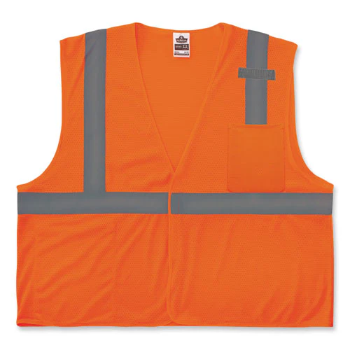 Glowear 8210hl Class 2 Economy Mesh Hook And Loop Vest, Polyester, 4x-large/5x-large, Orange, Ships In 1-3 Business Days - Image 1