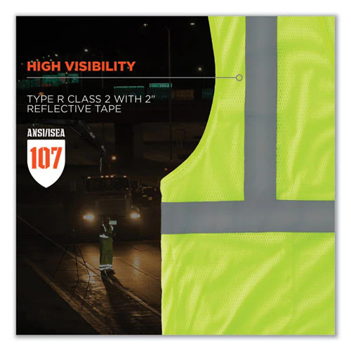Glowear 8210hl Class 2 Economy Mesh Hook And Loop Vest, Polyester, 4x-large/5x-large, Lime, Ships In 1-3 Business Days - Image 2