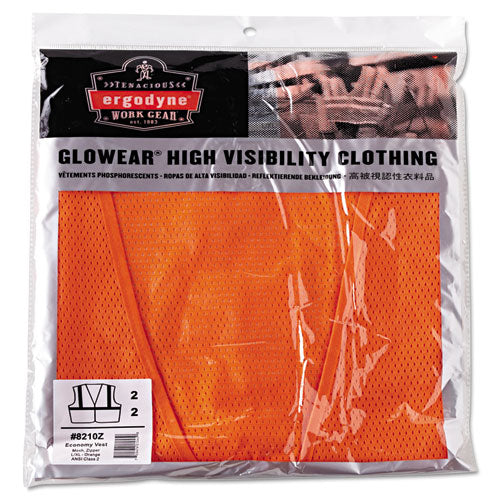 Glowear 8210z Class 2 Economy Vest, Polyester Mesh, Zipper Closure, Large To X-large, Orange - Image 2