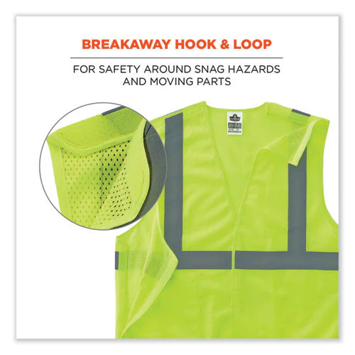 Glowear 8215ba Class 2 Economy Breakaway Mesh Vest, Polyester, X-small, Lime, Ships In 1-3 Business Days - Image 2