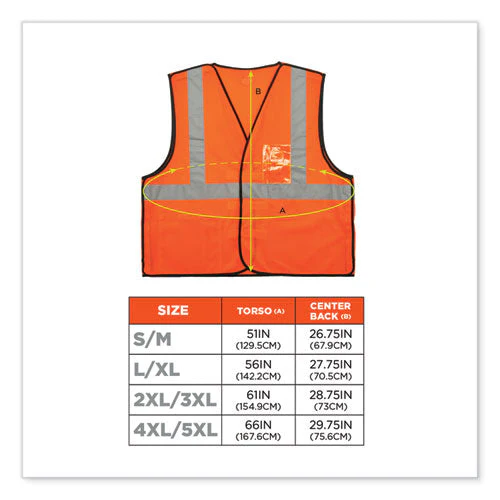 Glowear 8216ba Class 2 Breakaway Mesh Id Holder Vest, Polyester, Small/medium, Orange, Ships In 1-3 Business Days - Image 3
