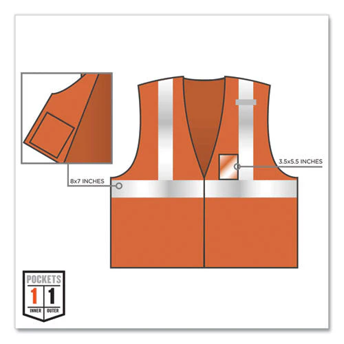 Glowear 8216ba Class 2 Breakaway Mesh Id Holder Vest, Polyester, 2x-large/3x-large, Orange, Ships In 1-3 Business Days - Image 3