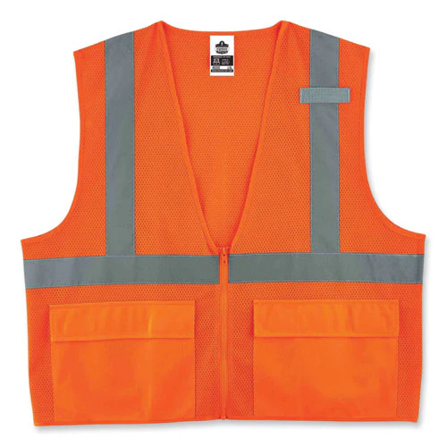 Glowear 8220z Class 2 Standard Mesh Zipper Vest, Polyester, Small/medium, Orange, Ships In 1-3 Business Days - Image 1