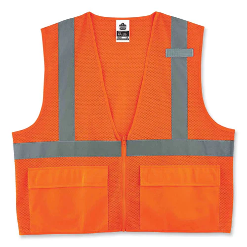 Glowear 8220z Class 2 Standard Mesh Zipper Vest, Polyester, Large/x-large, Orange, Ships In 1-3 Business Days - Image 1