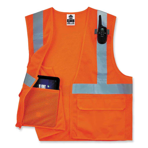 Glowear 8220z Class 2 Standard Mesh Zipper Vest, Polyester, Large/x-large, Orange, Ships In 1-3 Business Days - Image 2