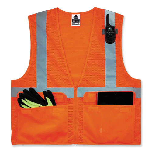 Glowear 8220z Class 2 Standard Mesh Zipper Vest, Polyester, Large/x-large, Orange, Ships In 1-3 Business Days - Image 3