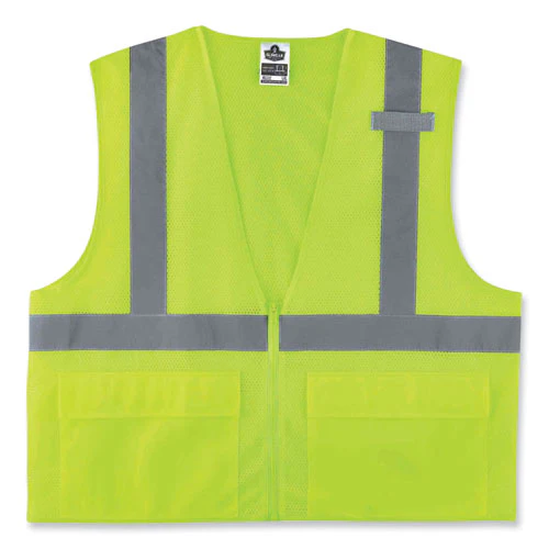 Glowear 8220z Class 2 Standard Mesh Zipper Vest, Polyester, Small/medium, Lime, Ships In 1-3 Business Days - Image 1