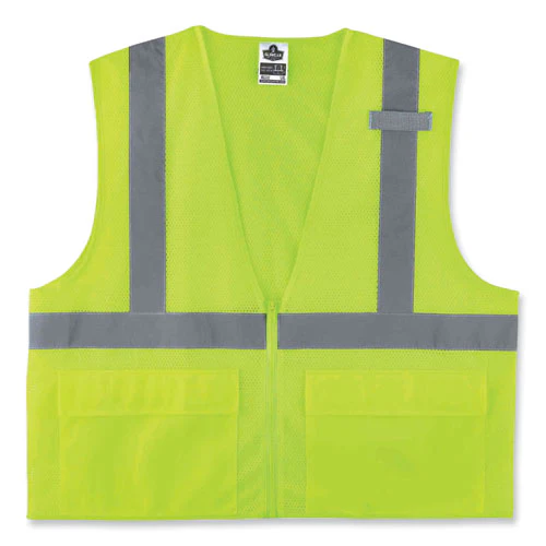 Glowear 8220z Class 2 Standard Mesh Zipper Vest, Polyester, 2x-large/3x-large, Lime, Ships In 1-3 Business Days - Image 1