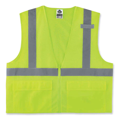 Glowear 8220z Class 2 Standard Mesh Zipper Vest, Polyester, 4x-large/5x-large, Lime, Ships In 1-3 Business Days - Image 1