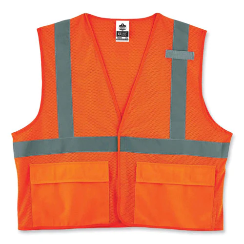 Glowear 8220hl Class 2 Standard Mesh Hook And Loop Vest, Polyester, 4x-large/5x-large, Orange, Ships In 1-3 Business Days - Image 1