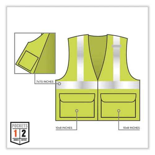 Glowear 8220hl Class 2 Standard Mesh Hook And Loop Vest, Polyester, Large/x-large, Lime, Ships In 1-3 Business Days - Image 2