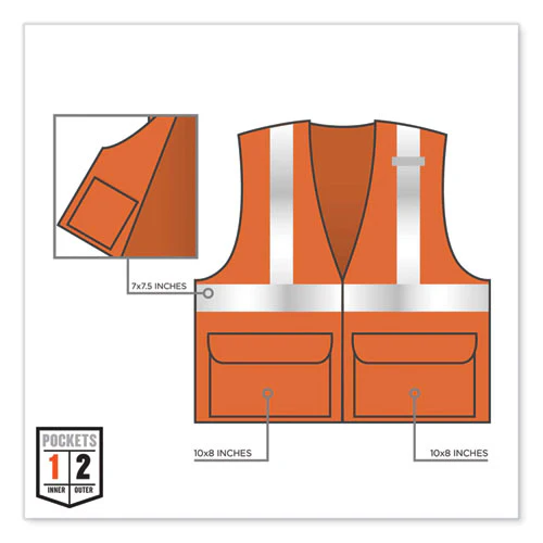 Glowear 8225z Class 2 Standard Solid Vest, Polyester, Orange, Large/-large, Ships In 1-3 Business Days - Image 3