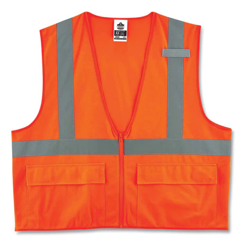 Glowear 8225z Class 2 Standard Solid Vest, Polyester, Orange, 4x-large/5x-large, Ships In 1-3 Business Days - Image 1