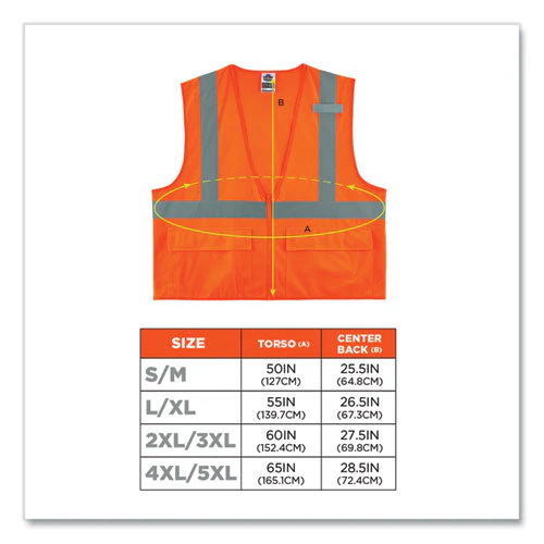 Glowear 8225z Class 2 Standard Solid Vest, Polyester, Orange, 4x-large/5x-large, Ships In 1-3 Business Days - Image 3