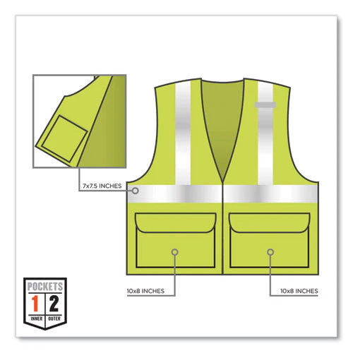 Glowear 8225z Class 2 Standard Solid Vest, Polyester, Lime, Large/x-large, Ships In 1-3 Business Days - Image 2