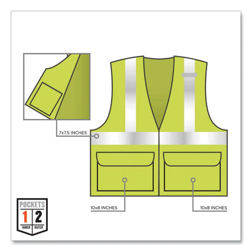 Glowear 8225z Class 2 Standard Solid Vest, Polyester, Lime, 2x-large/3x-large, Ships In 1-3 Business Days - Image 3