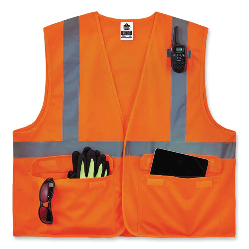 Glowear 8225hl Class 2 Standard Solid Hook And Loop Vest, Polyester, Orange, Large/x-large, Ships In 1-3 Business Days - Image 3