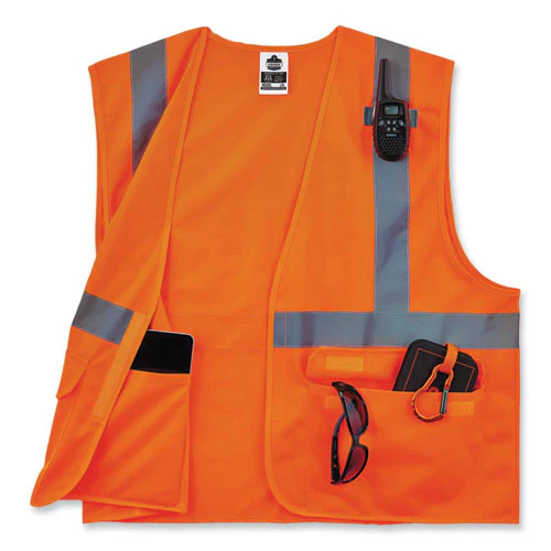 Glowear 8225hl Class 2 Standard Solid Hook And Loop Vest, Polyester, Orange, 4x-large/5x-large, Ships In 1-3 Business Days - Image 3