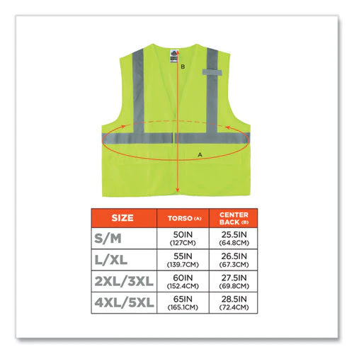 Glowear 8225hl Class 2 Standard Solid Hook And Loop Vest, Polyester, Lime, Large/x-large, Ships In 1-3 Business Days - Image 2