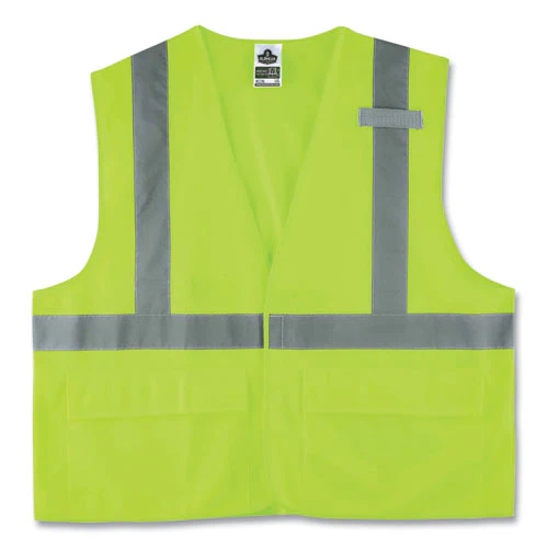 Glowear 8225hl Class 2 Standard Solid Hook And Loop Vest, Polyester, Lime, 4x-large/5x-large, Ships In 1-3 Business Days - Image 1