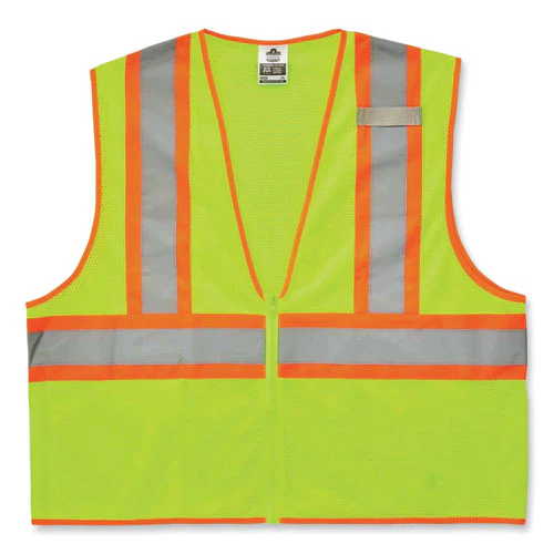 Glowear 8229z Class 2 Economy Two-tone Zipper Vest, Polyester, X-small, Lime, Ships In 1-3 Business Days - Image 1