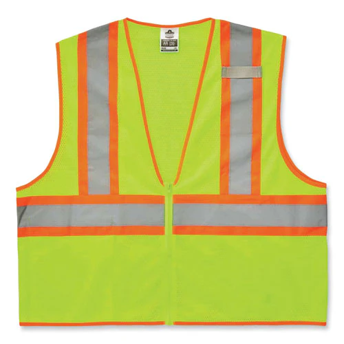 Glowear 8229z Class 2 Economy Two-tone Zipper Vest, Polyester, Large/x-large, Lime, Ships In 1-3 Business Days - Image 1