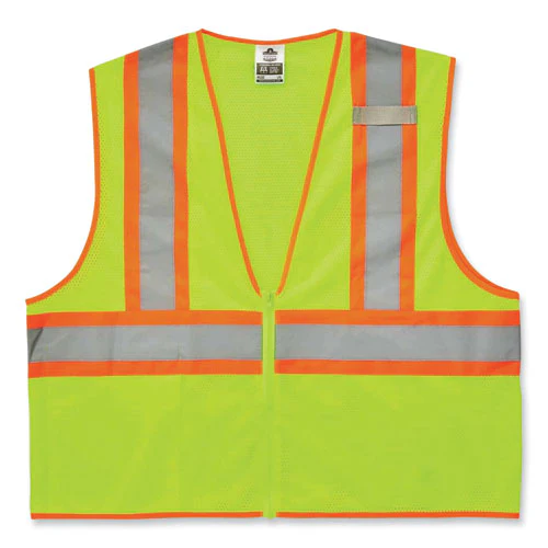 Glowear 8229z Class 2 Economy Two-tone Zipper Vest, Polyester, 2x-large/3x-large, Lime, Ships In 1-3 Business Days - Image 1