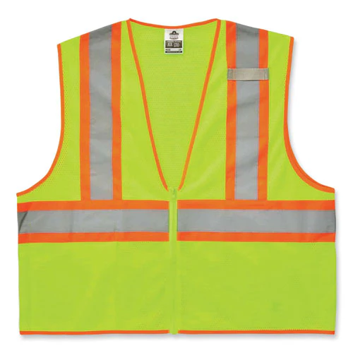 Glowear 8229z Class 2 Economy Two-tone Zipper Vest, Polyester, 4x-large/5x-large, Lime, Ships In 1-3 Business Days - Image 1