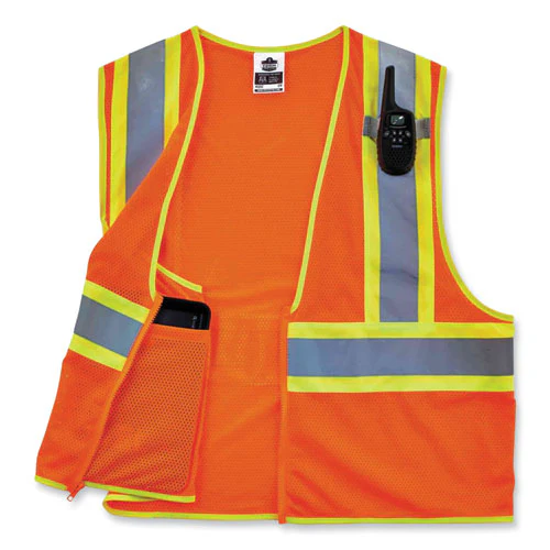 Glowear 8229z Class 2 Economy Two-tone Zipper Vest, Polyester, X-small, Orange, Ships In 1-3 Business Days - Image 2