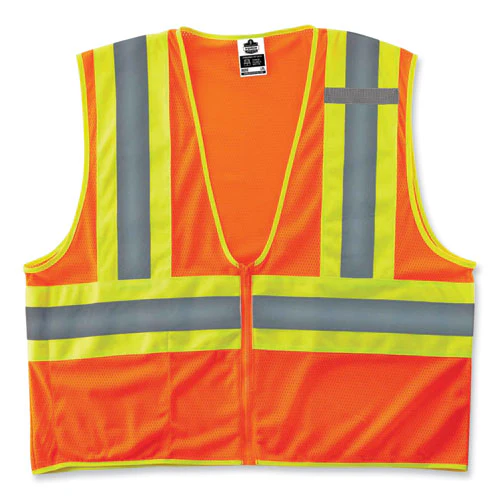Glowear 8229z Class 2 Economy Two-tone Zipper Vest, Polyester, Large/x-large, Orange, Ships In 1-3 Business Days - Image 1