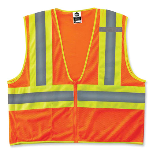 Glowear 8229z Class 2 Economy Two-tone Zipper Vest, Polyester, 2x-large/3x-large, Orange, Ships In 1-3 Business Days - Image 1