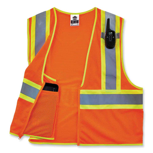 Glowear 8229z Class 2 Economy Two-tone Zipper Vest, Polyester, 4x-large/5x-large, Orange, Ships In 1-3 Business Days - Image 3