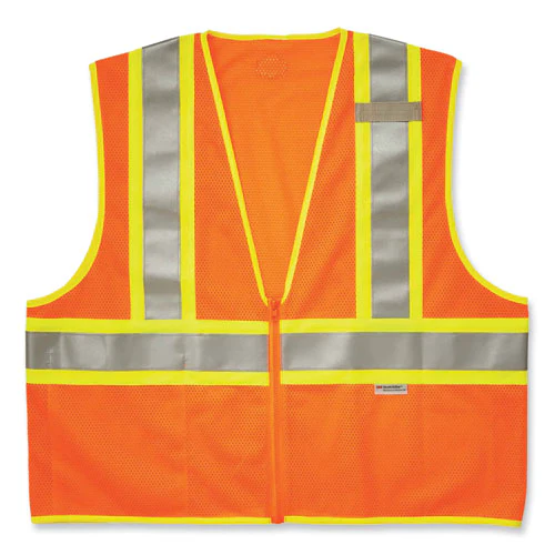 Glowear 8230z Class 2 Two-tone Mesh Zipper Vest, Polyester, 4x-large/5x-large, Orange, Ships In 1-3 Business Days - Image 1