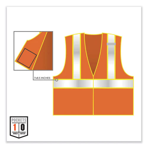 Glowear 8230z Class 2 Two-tone Mesh Zipper Vest, Polyester, 4x-large/5x-large, Orange, Ships In 1-3 Business Days - Image 3