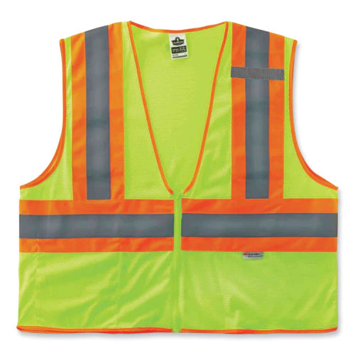 Glowear 8230z Class 2 Two-tone Mesh Zipper Vest, Polyester, Large/x-large, Lime, Ships In 1-3 Business Days - Image 1