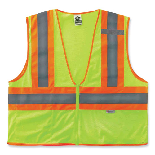Glowear 8230z Class 2 Two-tone Mesh Zipper Vest, Polyester, 2x-large/3x-large, Lime, Ships In 1-3 Business Days - Image 1