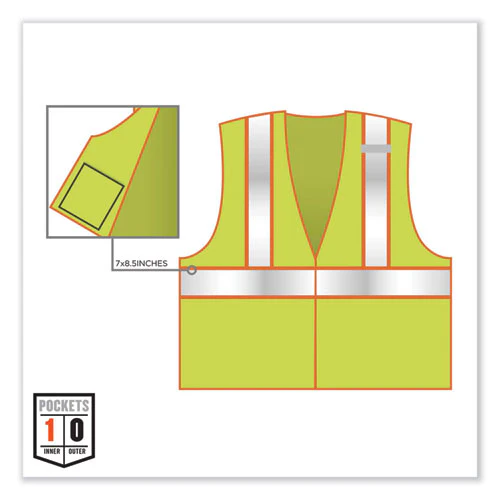 Glowear 8230z Class 2 Two-tone Mesh Zipper Vest, Polyester, 2x-large/3x-large, Lime, Ships In 1-3 Business Days - Image 3