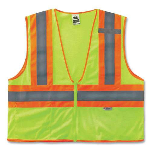 Glowear 8230z Class 2 Two-tone Mesh Zipper Vest, Polyester, 4x-large/5x-large, Lime, Ships In 1-3 Business Days - Image 1