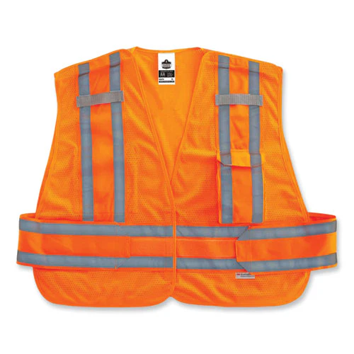 Glowear 8244psv Class 2 Expandable Public Safety Hook And Loop Vest, Polyester, Med/large, Orange, Ships In 1-3 Business Days - Image 1