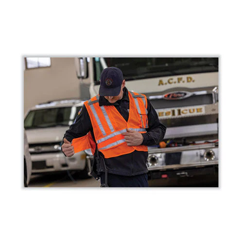 Glowear 8244psv Class 2 Expandable Public Safety Hook And Loop Vest, Polyester, 3xl Plus, Orange, Ships In 1-3 Business Days - Image 3